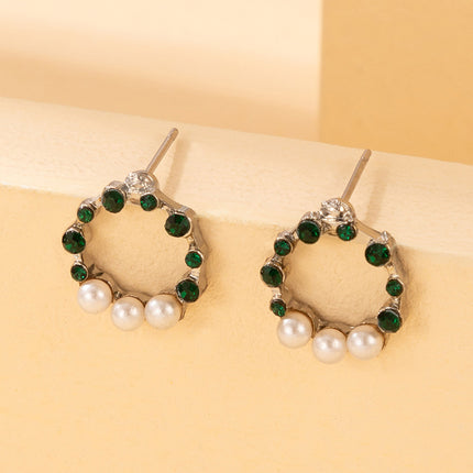 Großhandelsart- und weisenette einfache Rhinestone-Perlen-runde Ohrringe