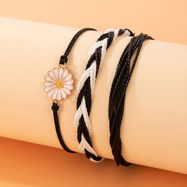 Cord Woven Small Daisy Twist Cord Armband Dreiteiliges Set