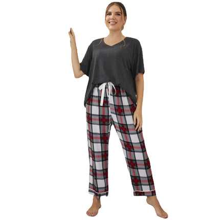 Wholesale Plus Size Pajamas Ladies Cotton Short Sleeve Loungewear Set