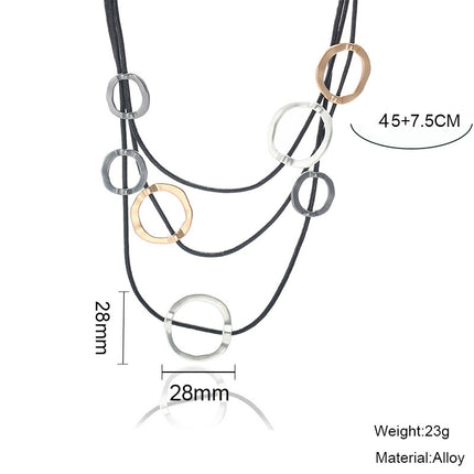 Kreative Legierungsring-hohle mehrschichtige kurze Halskette
