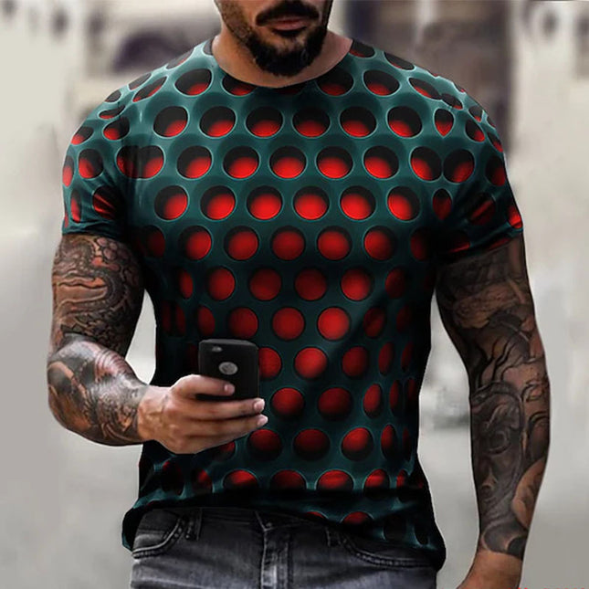 Camiseta de manga corta extragrande deportiva informal con estampado digital para hombre