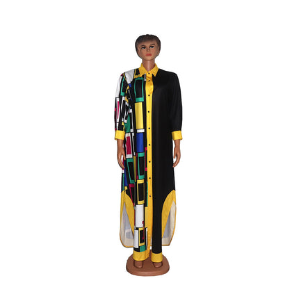 Wholesale African Ladies Lapel Collar Dress Robe With Belt
