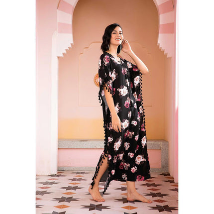 Wholesale Women's Loungewear Floral Nightdress Dubai Islamic Loose Casual Dress