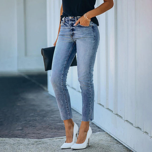 Damen-Stretch-Jeans mit mittelhoher Leibhöhe