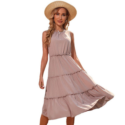 Wholesale Women's Summer Sleeveless Tank Top Stitching Cake Dress