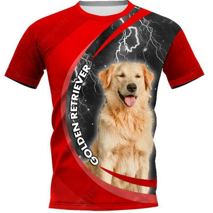 Camiseta Hombre Perro 3D Impresión Digital Cuello Redondo Manga Corta