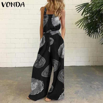 Wholesale Women's Summer Print Camisole Sleeveless Backless Jumpsuit