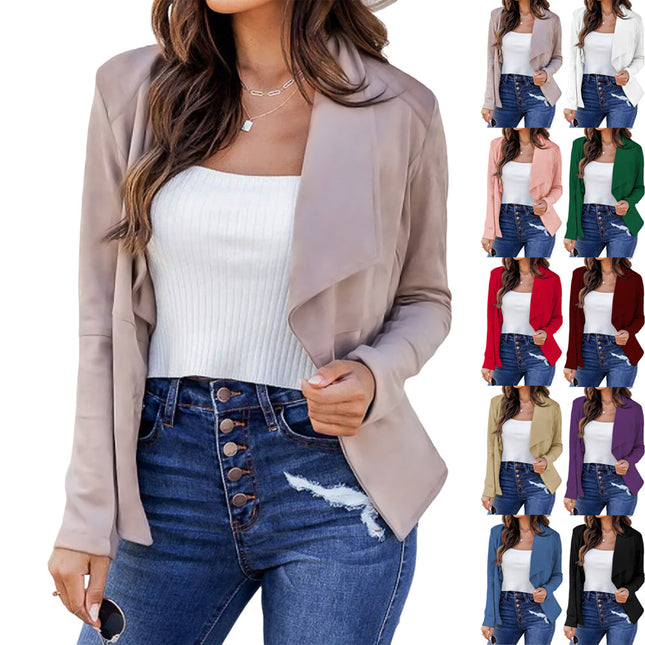 Wholesale Women's Autumn Winter Solid Color Casual Lapel Blazer Jacket