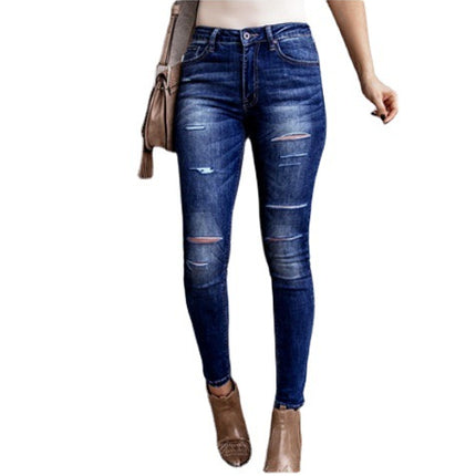 Wholesale Women's Stretch Pepper Washed Ripped Jeans