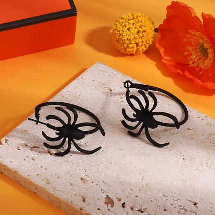 Retro Fashion Dark Funny Metal Spider Halloween Earrings