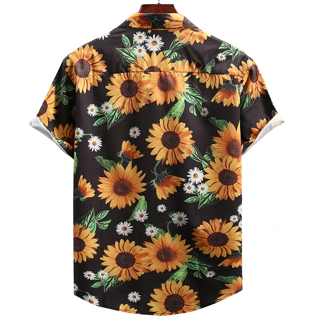 Wholesale Men's Summer Plus Size Short Sleeve Slim Print Shirts Tops