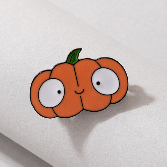 Broche de calabaza naranja de ojos grandes divertidos de Halloween