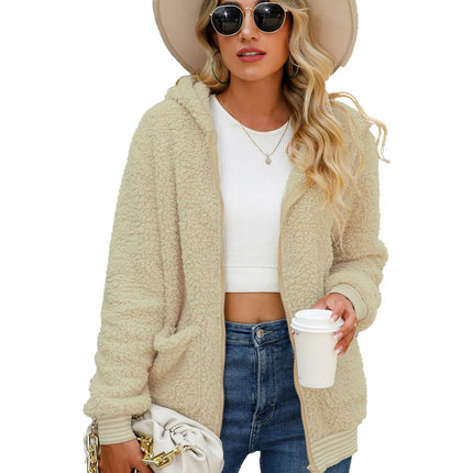 Wholesale Women's Long Sleeve Hooded Puff Puff Fleece Jacket