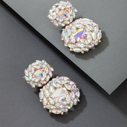 Colored Rhinestone Irregular Gemstone Earrings