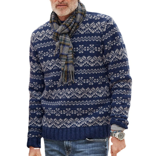 Suéter de jacquard de manga larga para hombre