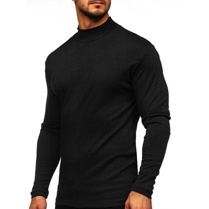 Wholesale Men's Autumn Thickened Warm High Neck Long Sleeve T-Shirt