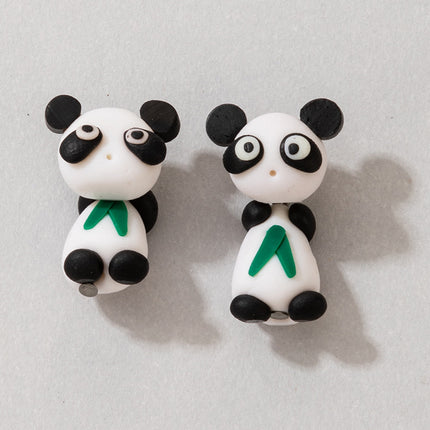 Handgemachte Cartoon Red Panda Soft Pottery Split Ohrringe