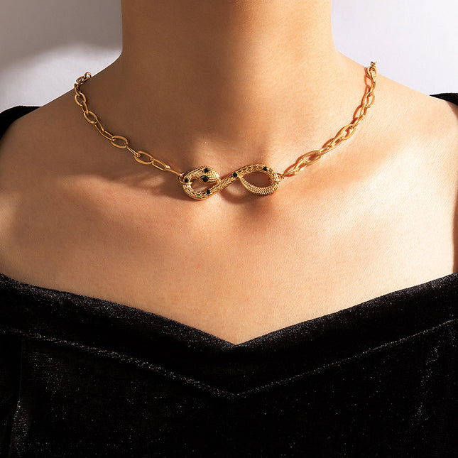 Wholesale Alloy Rhinestone Snake Single Layer Necklace