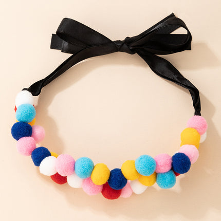 Hand-woven Colorful Pom Pom Tassel Cute Necklace