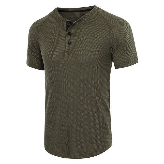 Wholesale Men's Plus Size Summer Waffle Short Sleeve T-Shirt