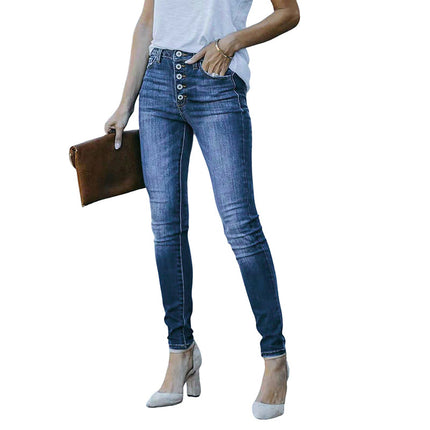 Wholesale Women's Slim Tall Stretch Washed Whiskered Jeans
