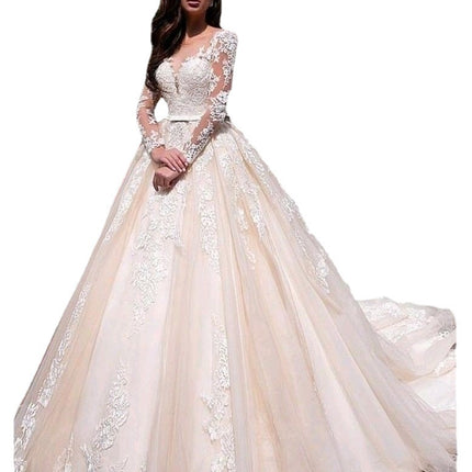 vestido de novia largo de manga larga delgado de novia