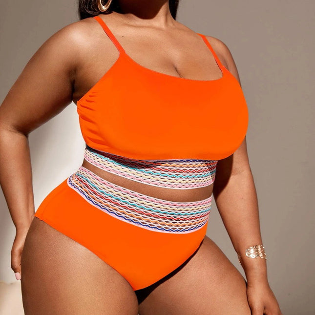 Zweiteiliger Bikini-Badeanzug für Damen in Übergröße