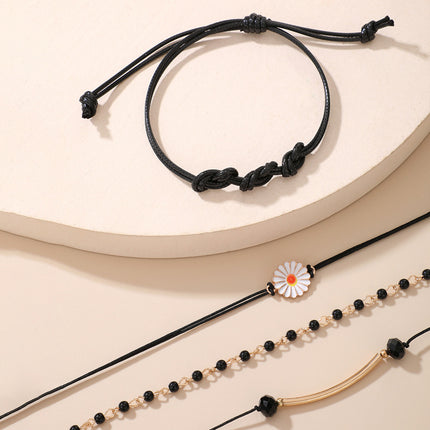 String Daisy Beads Beaded Four-Tier Bracelet Set