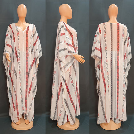 Wholesale African Women's Chiffon Cardigan Loose Robe Trousers Two-Piece Set