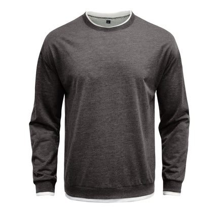 Wholesale Men's Autumn Winter Solid Color Round Neck T-Shirt