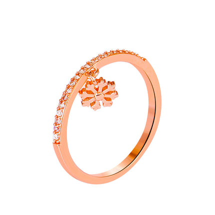 Simple Copper Rhinestone Snowflake Ring