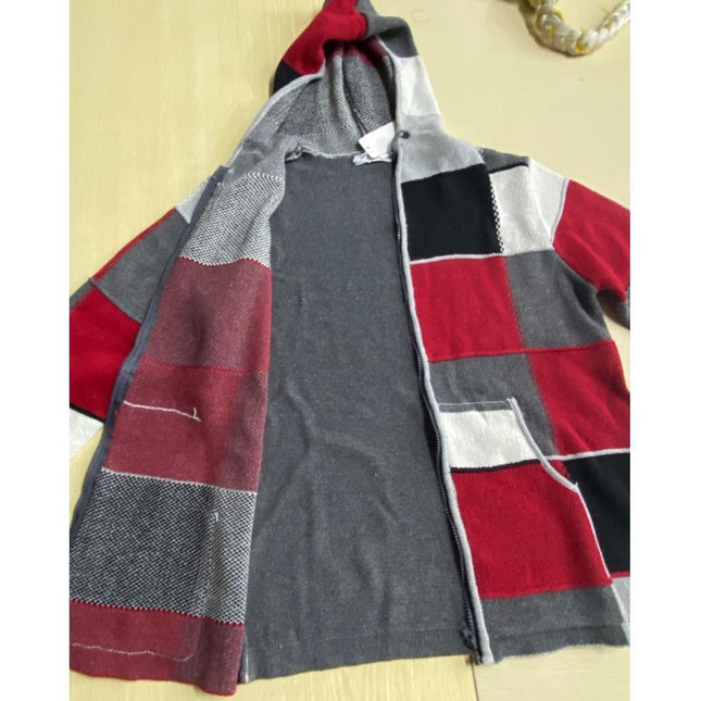 Men's Autumn Zipper Color Matching Casual Hooded Hoodie