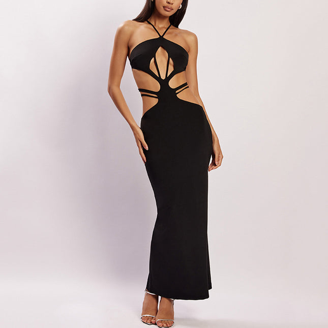 Wholesale Fashion Women's Sexy Hollow Halter Neck Backless Dress