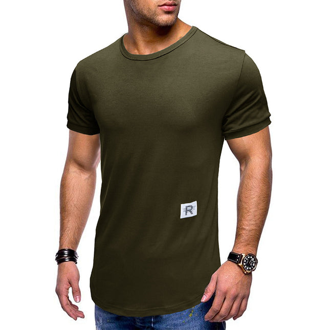 Einfarbiges Kurzarm-T-Shirt für Herren mit Rundhalsausschnitt für den Sommer
