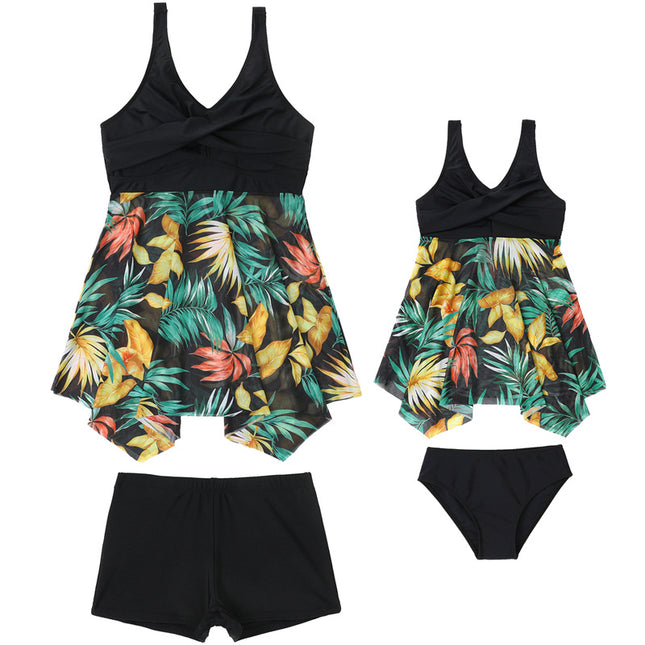 Wholesale Parent-child Split Swimsuit Mesh Skirt Two-piece Set