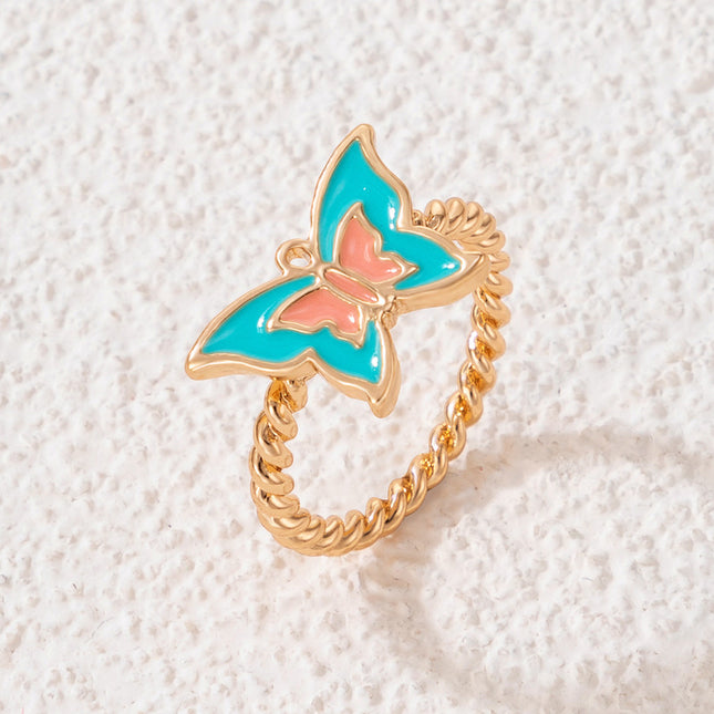 Color Drop Oil Letter Star Ring Rainbow Love Single Ring