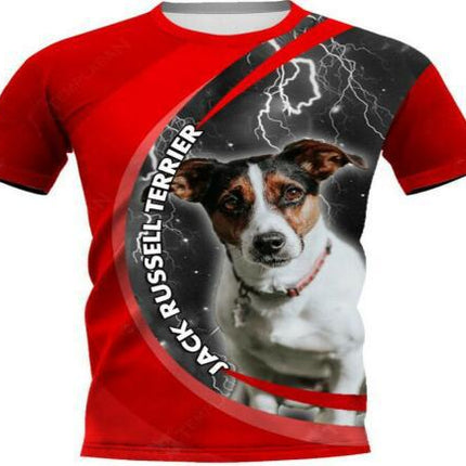 Camiseta Hombre Perro 3D Impresión Digital Cuello Redondo Manga Corta