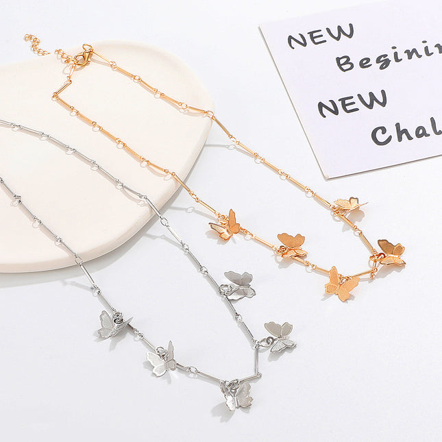Wholesale Butterfly Pendant Tassel Clavicle Chain Necklace