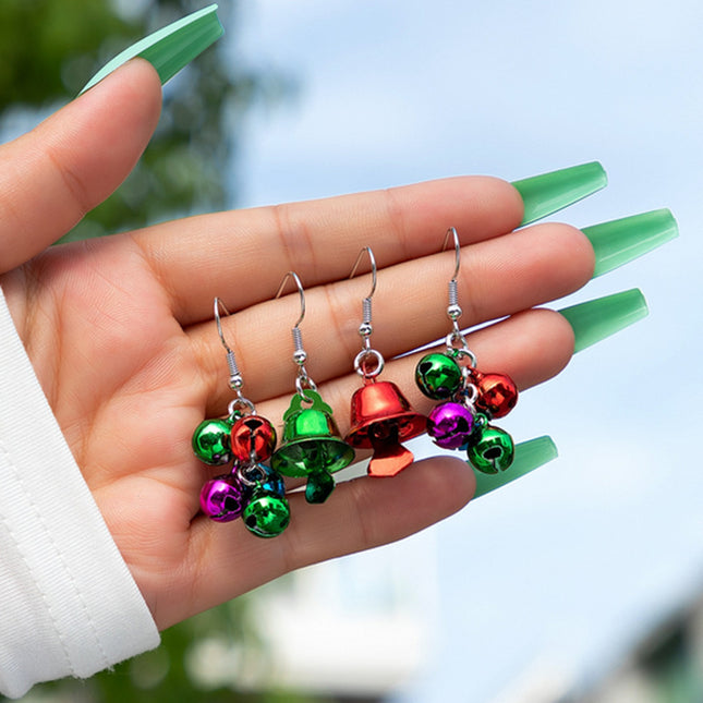 Christmas Colorful Bells Irregular Four-Piece Earrings