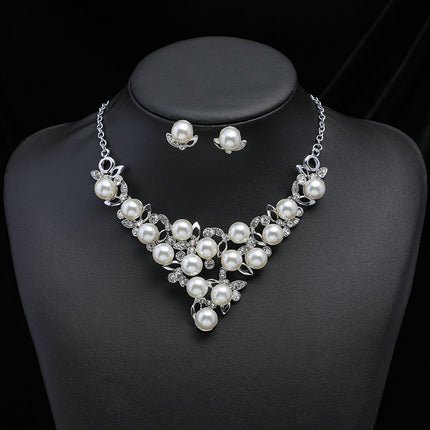 Pearl Necklace Earring Set Female Fashion Bridal Wedding Jewelry