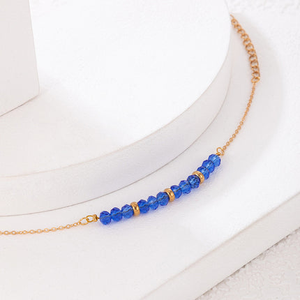 Sapphire Beads Beaded Alloy Ball Chain Single Layer Anklet