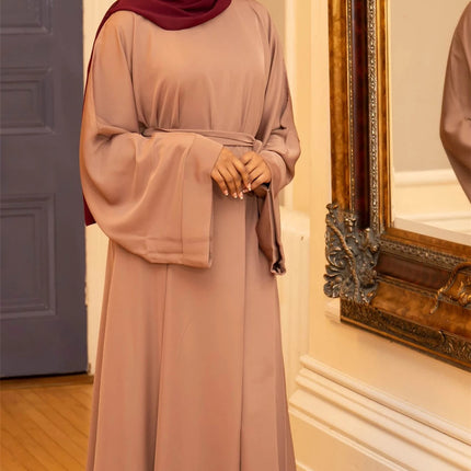 Middle East Dubai Ladies Solid Color Plus Size Tie Muslim Dress