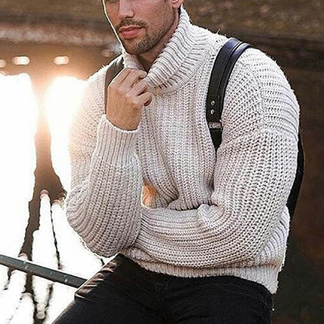 Suéter de manga larga de color sólido para hombre de otoño invierno