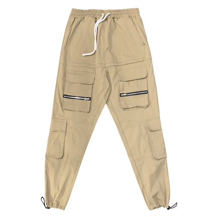 Wholesale Men's Large Size Drawstring High Waist Multi Pocket Cargo Pants