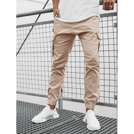 Wholesale Men's Side Zipper Pocket Trim Casual Solid Color Trousers