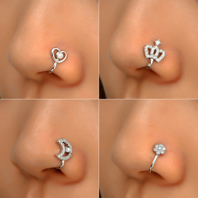 Wholesale Non Piercing U Shape Star Love Crown Nose Ring Fake Nose