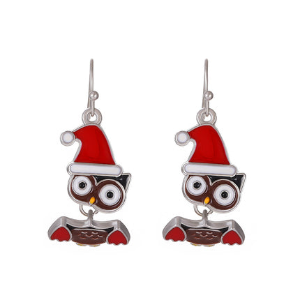 Großhandelsweihnachtseulen-Weihnachtsmannmütze-Ohrringe Bunte Stiefel-Ohrringe