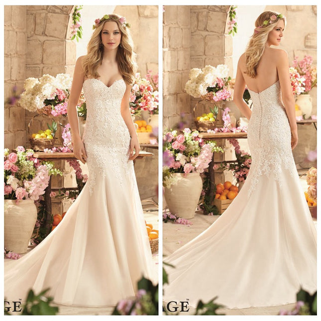 Wholesale Bride Lace Tube Top Small Trailing Tail Waist Mermaid Wedding Dress