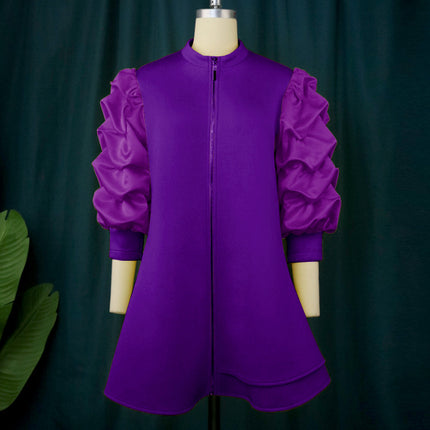 Wholesale Ladies Fall Ruched Sleeve Cropped Cardigan Dress