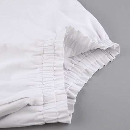 Wholesale Women's White Cotton Long Sleeve Shirts Shorts Two-piece Set